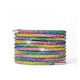 Drawstring Cord 2PC DIY Cross Braiding Strap Drawstring Shoe Rhinestone Bright Strings Sneakers Laces(Rainbow,100cm)