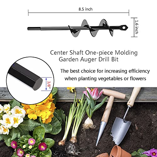 Auger Drill Bit For Planting 3Pcs, Garden Auger Spiral Drill Bit Post Hole Auger Digger Adapter For 3/8” Hex Drive Drill Rapid Planter Tool With Garden Gloves #TOP5