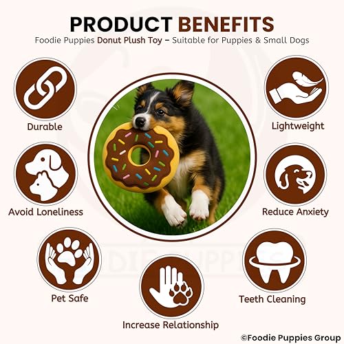 Image of Foodie Puppies Interactive Squeaky Plush Dog Chew Toy - (Sprinkle Doughnut Plush Toy) | Soft Cotton-Filled, Durable & Bite-Resistant for Puppies & Small Dogs | Fun Play, Teething & Dental Exercise
