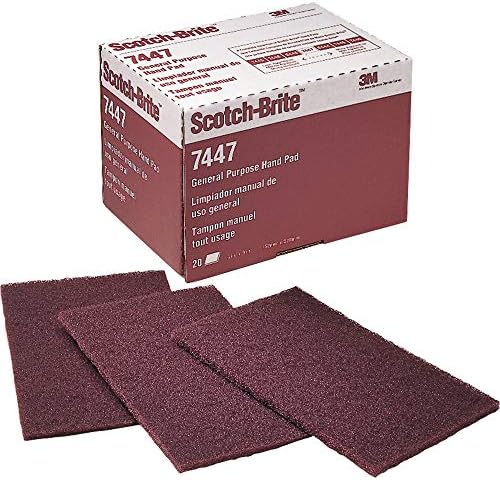 6" x 9" 3M 07447 Scotch-Brite Maroon General Purpose Hand Pads (1-Pack of 20 Pads)