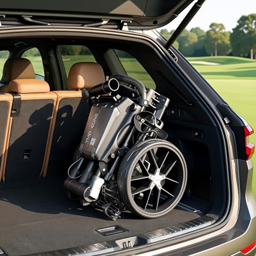 Chariot de golf pliable à 3 roues noir taille compacte - 6