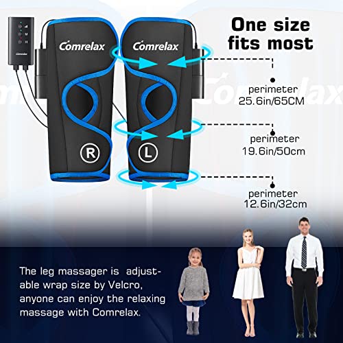 Comrelax Rechargeable Leg Massager With Heat For Circulation Air Compression Pain Relief Calf Foot Massager Electric Machine Massage Handheld Controller 3 Intensities 3 Modes #TOP4