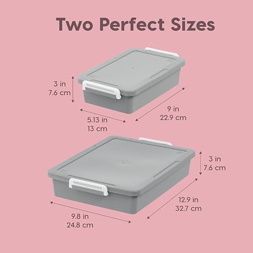 Miniatura 2 de IRIS USA - Contenedores de plástico para almacenamiento de 3 cuartos de galón con tapas, paquete de 4, organizador pequeño de suministros de arte y