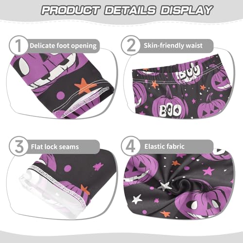 Purple Pumpkin Boo Girls Leggings Soft Stretch Workout Yoga Dance Pants for Kids Casual Tights3