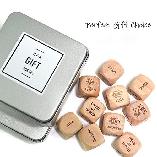 Uptthow Kitchen Takeout Dice Cooking Gifts Seasonal Dinner Recipe Decider Wooden Funny Dice Kitchen Ideal Gadgets Christmas Birthday Party Gifts For Chefs And Women (10Pcs-1") #TOP2