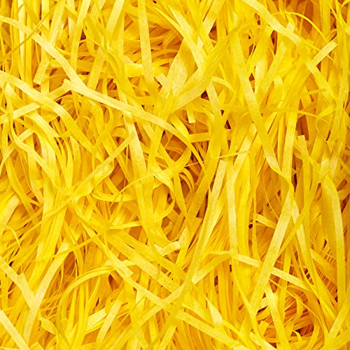 500g Papier Déchiqueté Jaune, Doux Frisure pour Emballage, Idéal Papier Remplissage pour Boite Cadeau, Colis et Paniers