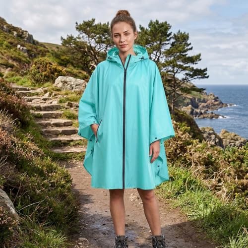 Image of salamra Rain Poncho Jacket - Hooded Waterproof Raincoat with Pocket for Women Men Adults
