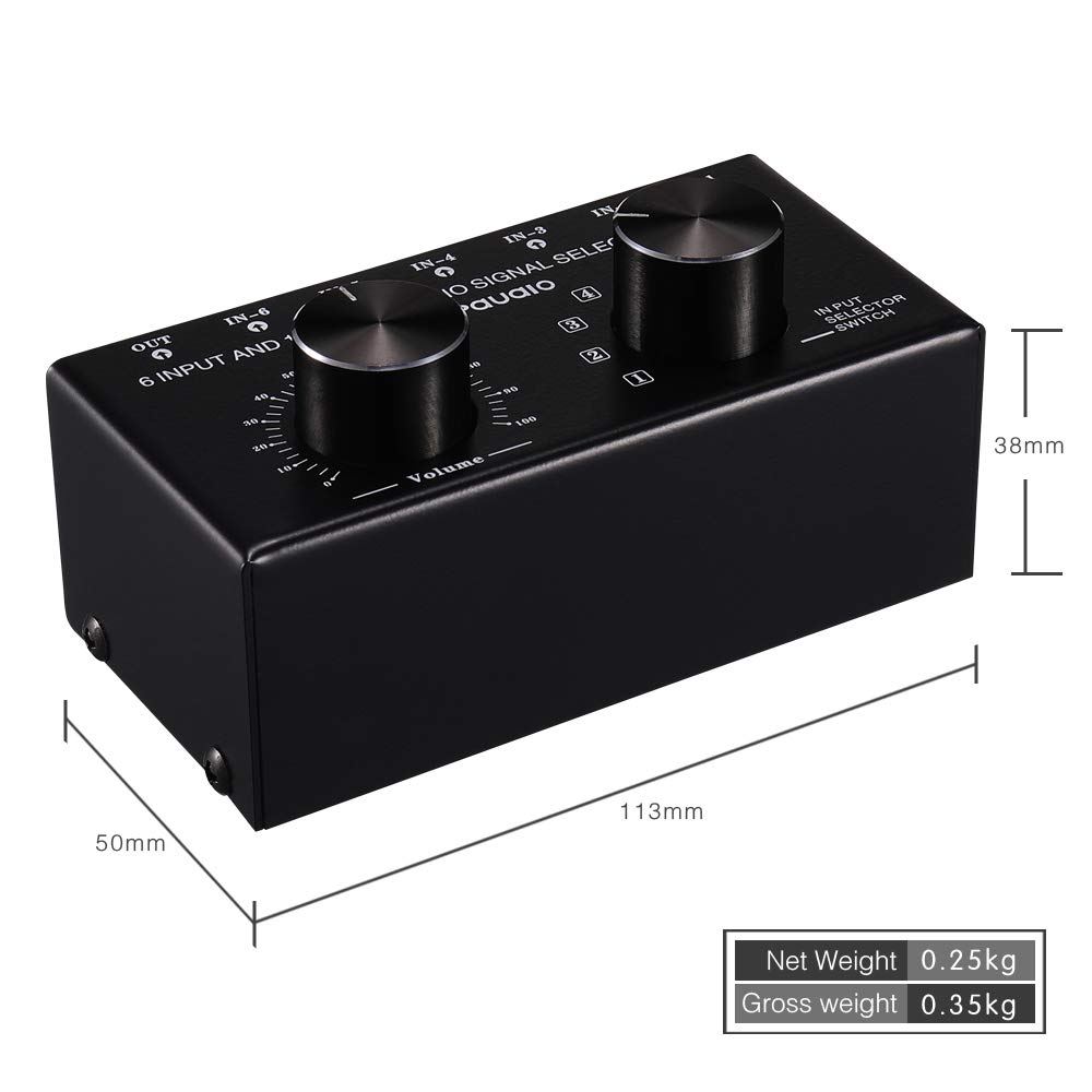 6 Ingresso 1 Uscita Commutatore Selezione di Audio Commutatore Audio Input Segnale Interruttore con Controllo Volume e Interruttore Manuale
