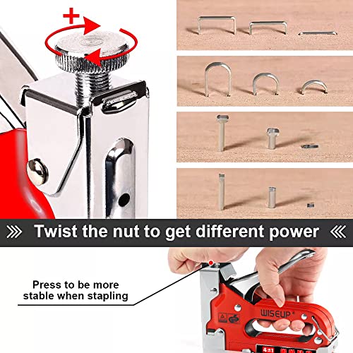 Wiseup Upholstery Staple Gun For Wood 4 In 1 Heavy Duty Stapler Gun With Staples 4200Pcs Manual Brad Nailer Power Adjustment For Crafts,Furniture,Fabric,Cable Wire,Christmas Lights,Carpet #TOP2