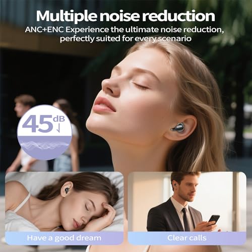 undefined Sleep Earbuds, Mini ANC Wireless Earbuds Bluetooth 5.4 Headphones Deep Bass Stereo, 48H Playtime Ear Buds, 4 ENC Noise Cancelling Mic, In Ear IP7 Waterproof Earphones for Side Sleepers,Touch Control の商品画像 3