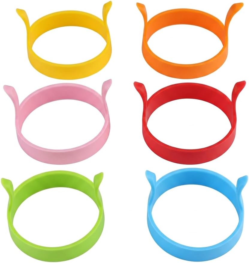 Silicone Egg Rings 6PCS, Nonstick Round Fried Egg Cooker Molds | Food grade nonstick silicone, Round shape even cooking, For eggs pancakes sandwiches, BPA-free