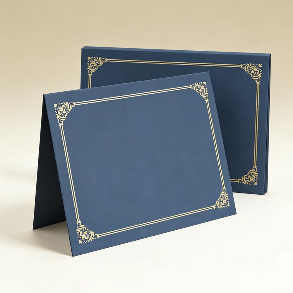 5 Pcs Couverture de Certificats Couverture de Protection Certificats Diplôme Porte-Certificats Etuis Housse en Carton Protège-Documents A4 Couvertures de Graduation Bleu