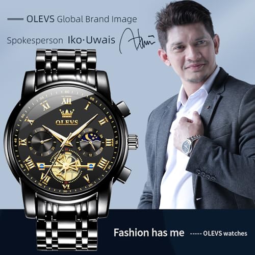Image of OLEVS Men's Analog Watch Multi Color Business Stainless Steel Waterproof Luminous Quartz Watch Luxury Leisure Date Simulation Original Bowl Watch