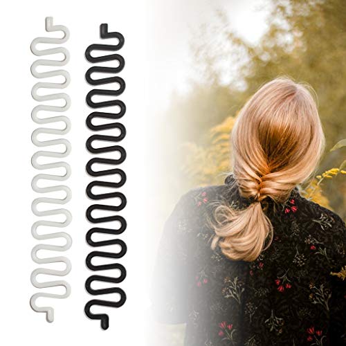 Tomedeks 2Pcs Hair Knitting Tool Fashion French Hair Styling Clip Twist Braid Hair Knitting Tool, For Girls and Ladies Sticky Fishbone DIY Hair Accessories-(Black & White) - Image 6