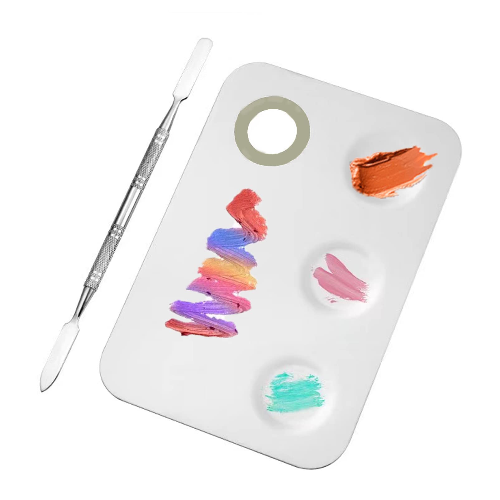 Foundation Palette,Makeup Mixing Palette with Makeup Spatula,Stainless Steel Makeup Tools Makeup Artist Essentials Palette with Color Mixing Stick (Rectangle)