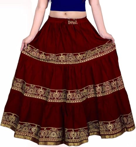 Image of Kurti Skirts Woman /Girl Traditional Ethnic Embroidery Floor Length Rayon Long Skirt for Causal