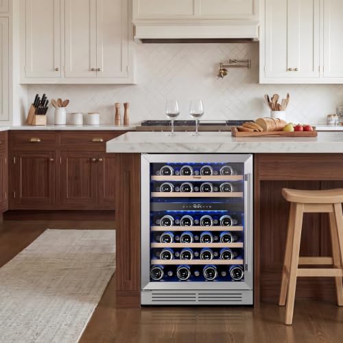 Image of Yeego 24 Inch Dual Zone Wine Fridge with 52 Bottle, Left-Hinged