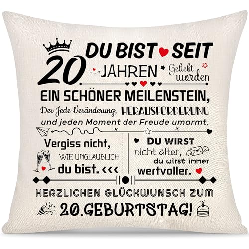 20 Jahre Geburtstag Kissenbezug Geschenk f&uuml;r Frauen M&auml;nner M&auml;dchen Jungen Inspirierend Geschenke zum 20. Geburtstag Kissenbez&uuml;ge f&uuml;r Tochter Sohn Enkelin Nichte Schwester Freund von Mama Papa Oma (20)