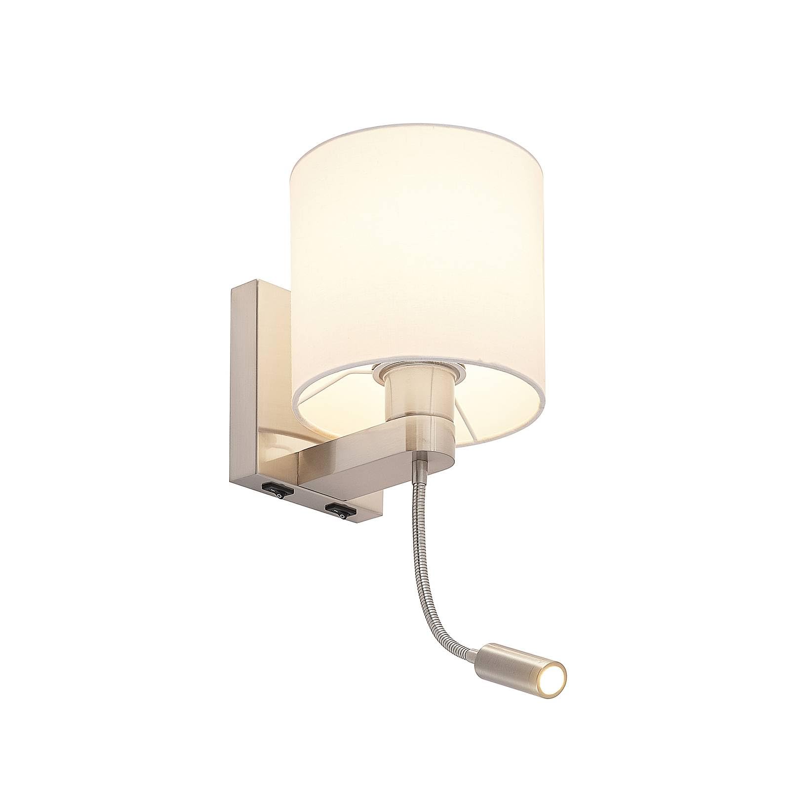 Lucande Satin Nickel, White Wall Light Brinja In Silver Made Of Textile For E.g. Living Room & Dining (1 Light Source, E27) From Wall Lighting Lamp