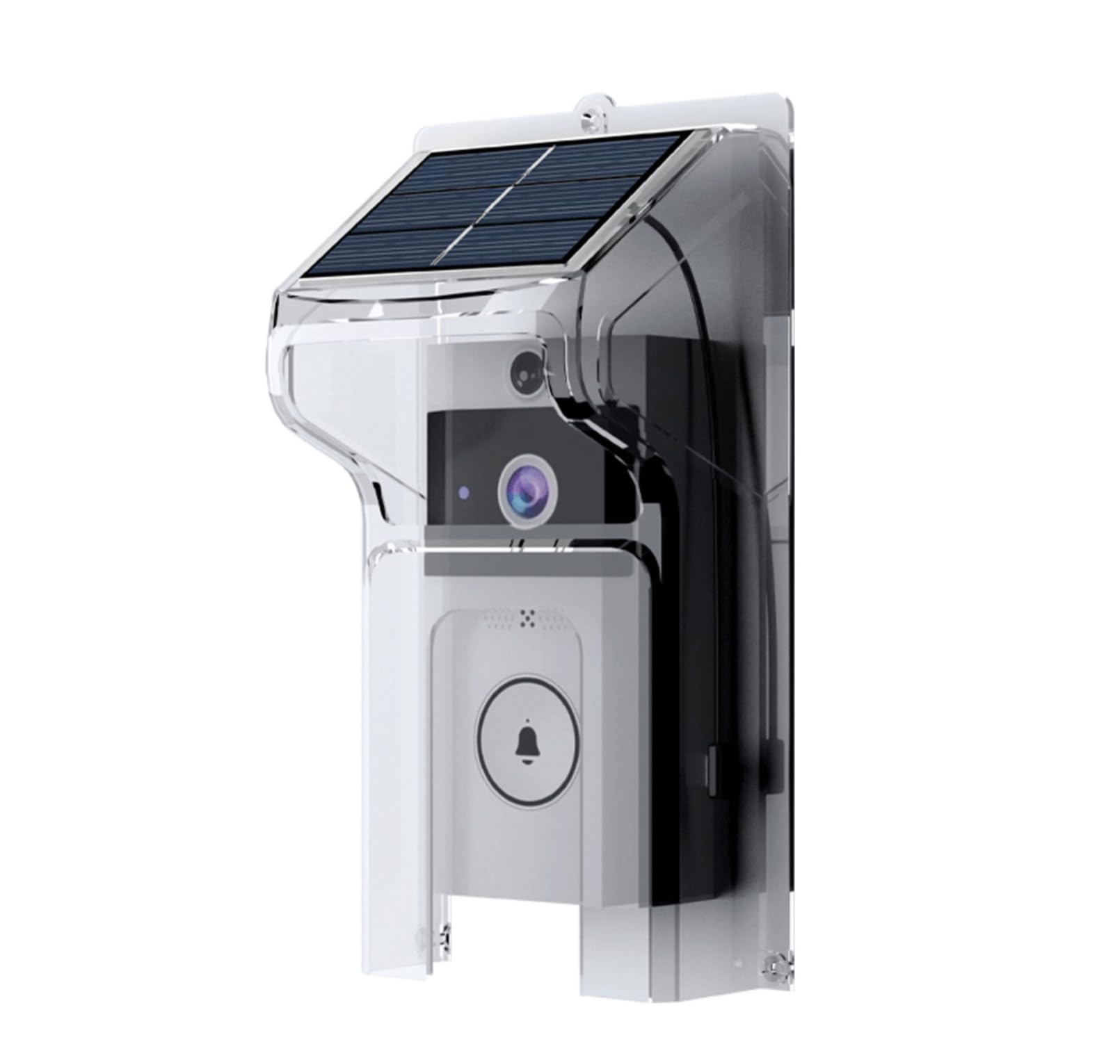 Protection de sonnette vidéo transparente en plastique avec module solaire