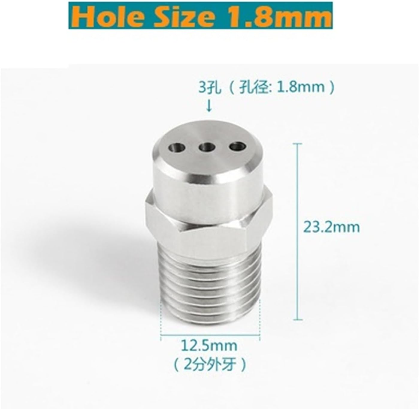1/4 Inch Male Thread Stainless Steel Spraying Nozzle - BSPT Sprinkler Head with 3/5/6/7/8/12/13 Holes Pack of 2(3 Hole 1.8mm)
