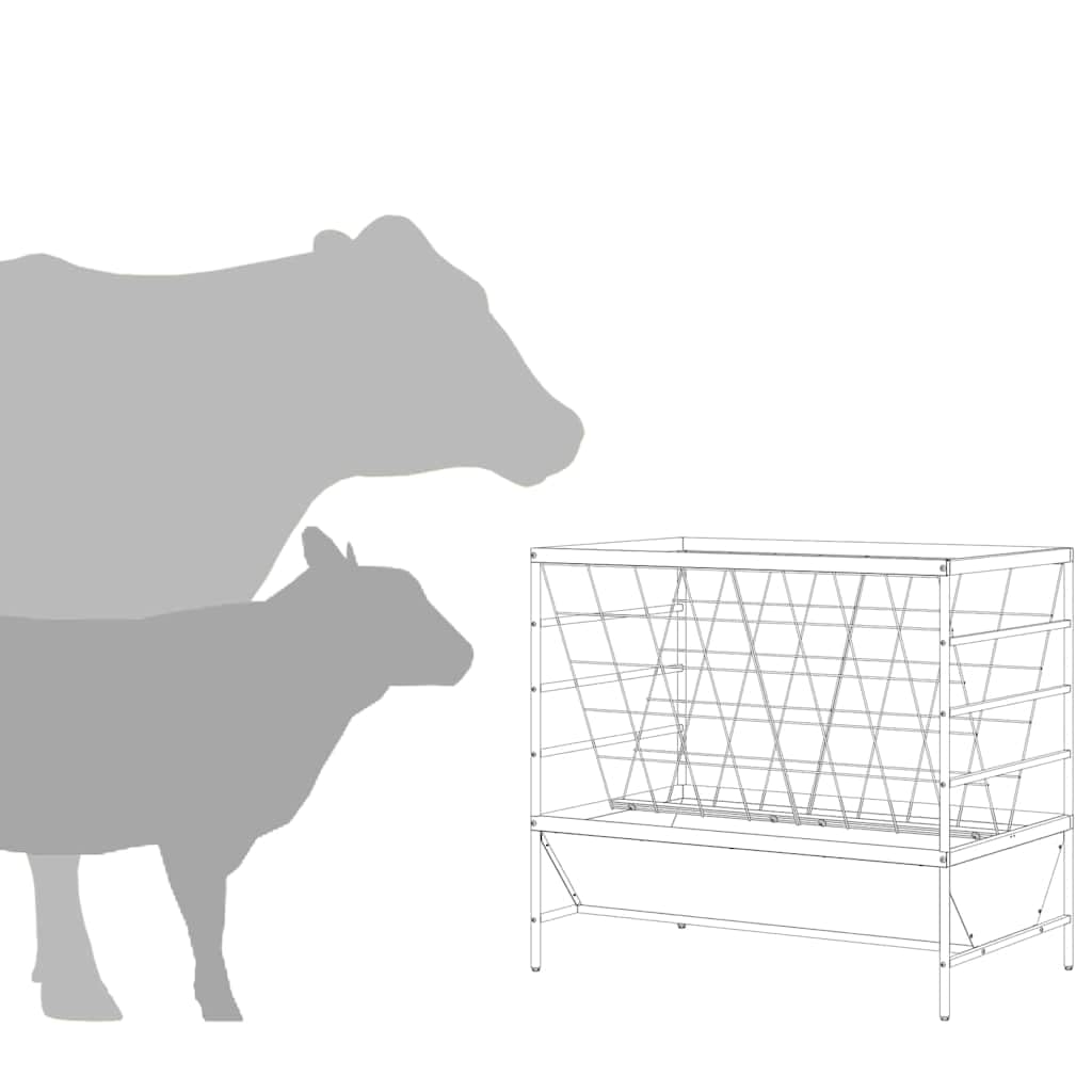 vidaXL Comedero para Ganado Plateado 100 x 60 x 90 cm, Comedero Moderno para Granja, Duradero para Ganado, Cabras, ovejas, al Aire Libre, Campo