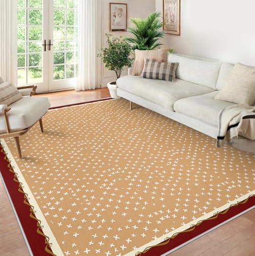 Tapis marron clair vintage au tissage moderne de haute densité