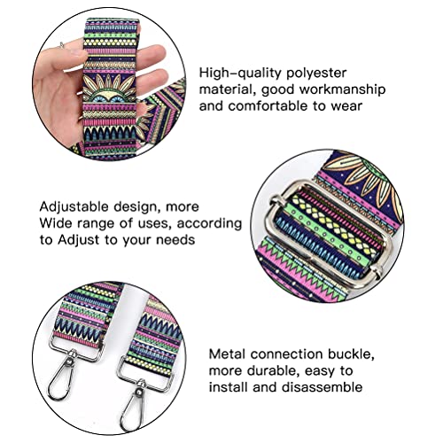 OctBird Taschengurt 3 Stück 3,8cm Breit Schulterriemen für Taschen und Handtashcen, 75-145cm Einstellbar Boho-Stil Ersatz Trageriemen mit Karabiner Tragegurt Schultergurt für DIY Taschen