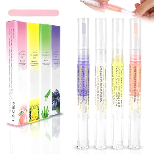 Stylo à huile à cuticules pour le soin des ongles,Stylo à huile pour ongles 4PCS avec ingrédients naturels,Huile à cuticules pour ongles,Cuticule à l’huile pour ongles pour réparer les fissures