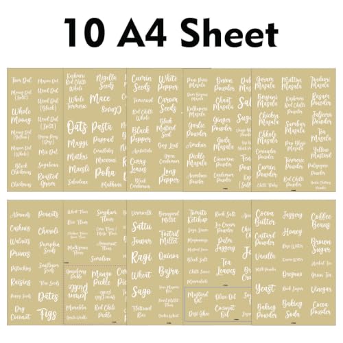 Image of CVANU 205pcs Spice Label Jar Sticker All Name in Stylish Font White Color On Clear Self-Adhesive Vinyl Ingredient Labels for Kitchen Containers, 205 Labels