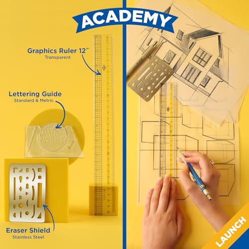 ALVIN Kit de lançamento de desenho, desenho e design da Academia | 10 peças | Ferramentas de aula pa