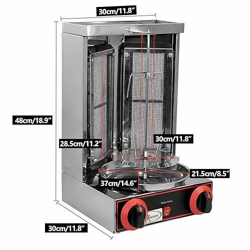 Döner-Vertikal-Multigrill Vertikaler Edelstahl Grill Gyrosgrill für Fettfreies Grillen zuhause Inkl Drehspieß 3000W Multigrill Perfekt für Gyros Kebab & mehr – Bild 6