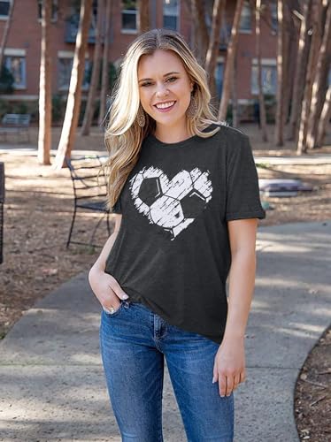 Women's Soccer Heart Shirt - Mom & Ball Lovers' Tee - Football Short Sleeve Top2