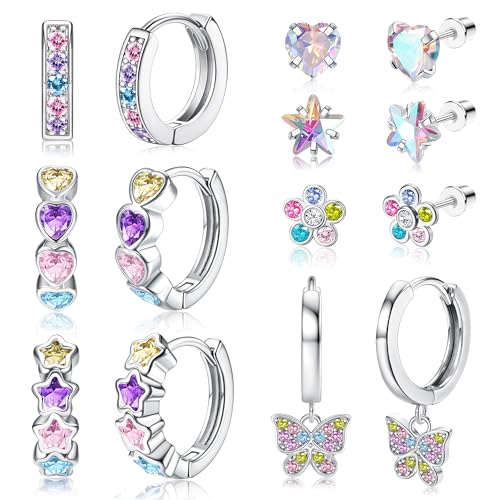 Hypoallergenic Earrings for Girls Women Surgical Stainless Steel Screw Back Earrings Hoop Earring for Sensitive Ears Cute Kids Toddler Earring Jewelry