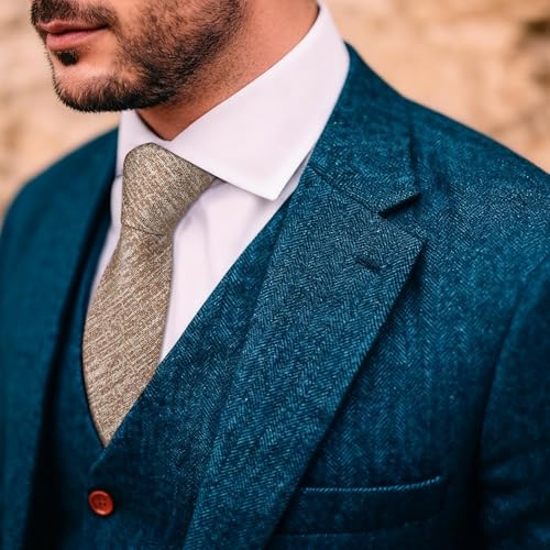 Image of Barry.Wang Skinny Ties for Men Cashmere Wool Blend Necktie with Tie Clip