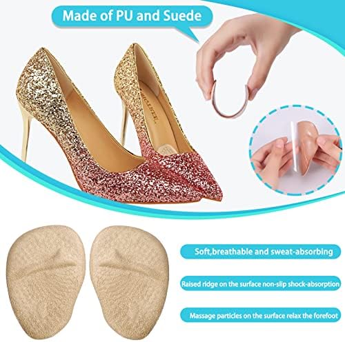 Fuyamp 3 Pairs Gel Insoles for High Heels, Metatarsal Pads Shoe Insoles High Heel Pads Foot Relief Pads, Soft Gel Pads Heel Inserts Foot Gel Pads Cushions Gel Cushions for Women Shoes Heels(3 Colors)
