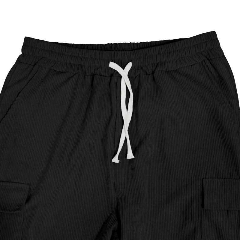 Men's Corduroy Cargo Pants 2025 Fall Elastic Waist Drawstring Sweatpants Casual Outdoor Activities Vacation Pant4