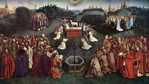 Tableau Toile l'Adoration de l'Agneau Mystique Van Eyck Gand 60x90