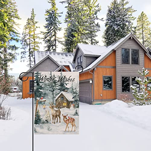 Covido Home Decorative Winter Wishes Polar Bear Reindeer Sika Deer Garden Flag, Animal House Yard Bird Country Farm Outside Decoration, Christmas Snow Farmhouse Outdoor Small Decor Double Sided 12X18 #TOP5