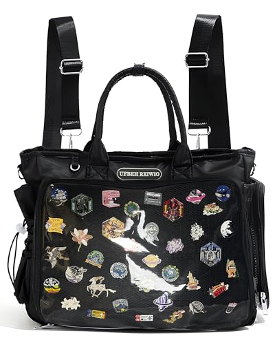 VOUSXLLEZ Mochila grande Ita de ombro, bolsa tiracolo com inserção, bolsa kawaii ita, para exibição de pinos, anime Kpop Fan (pinos não incluídos) (preto)