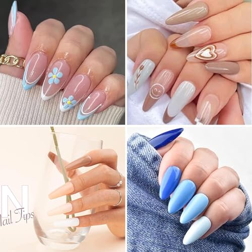 Image of COSTICA 550pcs Almond Naill Tips Clear Full Cover Medium Length Short Almond Fake Nails Acrylic Gel Naill Tips for Salon and Home Naill Art Manicure 12 Sizes