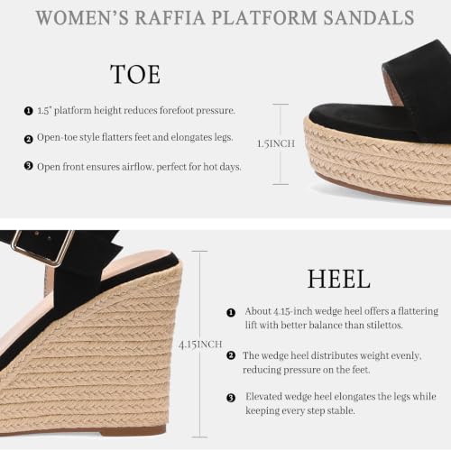 Image of UTIKLIOU Womens Wedge Sandals Platform Sandals Open Toe Ankle Strap Espadrille Wedge Heels for Vacation Beach Summer