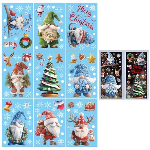 Ferizzia 9 Piezas Pegatinas Navidad Ventanas Cristal, Reutilizables PVC Pegatinas Navideñas para Ventanas, Blectrostáticas Decoracion Navidad Ventana, para Adornos Navidads, Decoracion Navidads