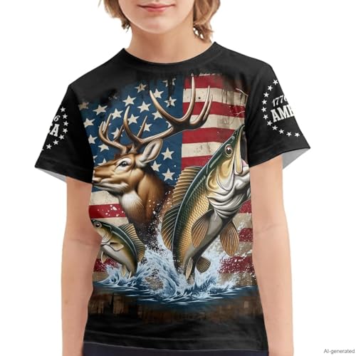 Image of WELLFLYHOM Kids Tshirts Girls Boys Short Sleeve Crewneck Tees Shirts Casual Sport Pullover Tops Size 3-16 Years