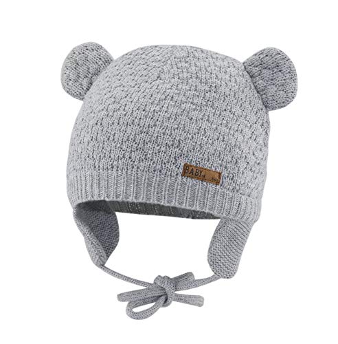 Image of Bestjybt Baby Hat Cute Bear Infant Toddler Earflap Fleece Lined Beanie Warm Caps for Fall Winter