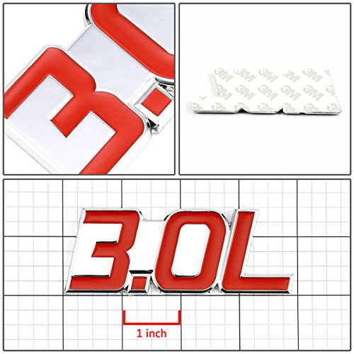 Image of Auto Dynasty Metal Emblem Decal Logo Trim Badge 3.0L (Red & Silver)