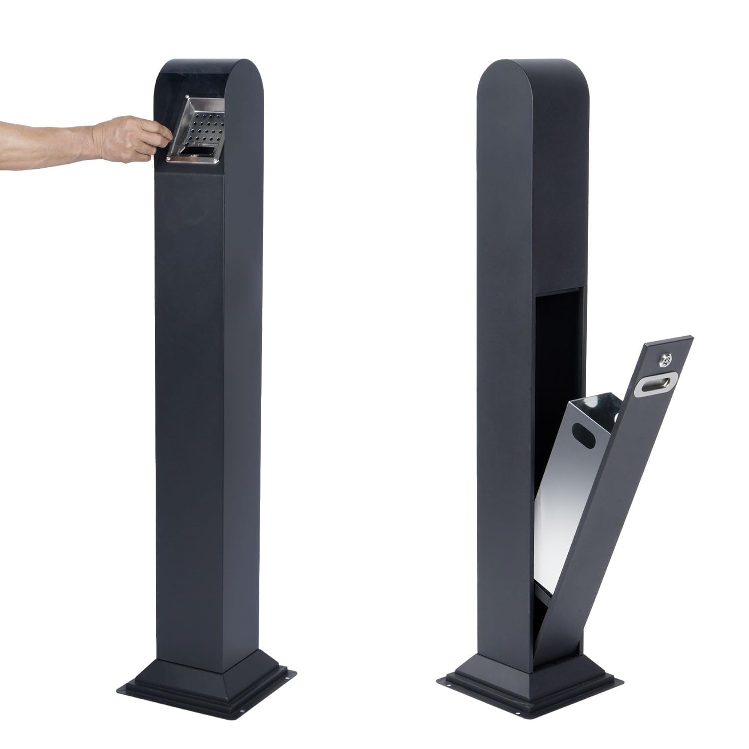Contenedor de basura de 1,2 m de pie de acero inoxidable para exteriores, cubo de basura vertical independiente con llave, cubo de basura para interior al aire libre, pub hotel, restaurante