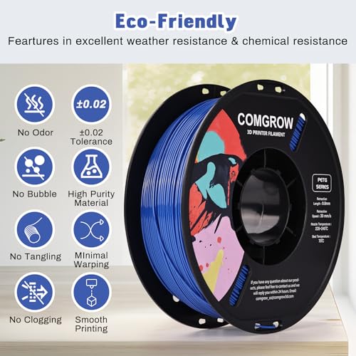Image of Comgrow PETG 3D Printer Filament 1.75mm, High Precision and Tough 3D Printer Filament (2LBS), Dimensional Accuracy + /- 0.02 mm, Fit Most 3D Printers Dark Blue