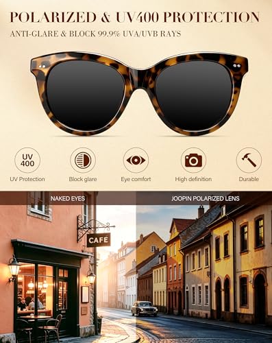 Image of Joopin Oversized Cat Eye Sunglasses Polarized UV Protection Retro Round Sun Glasses Shades for Women Driving Beach Vacation