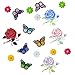 Miystn Pegatinas para Ropa con Plancha, Parches Bordados Pequeños, Parches para Ropa Termoadhesivos para Ropa DIY Costura (18 Piezas, Flores y Mariposas)